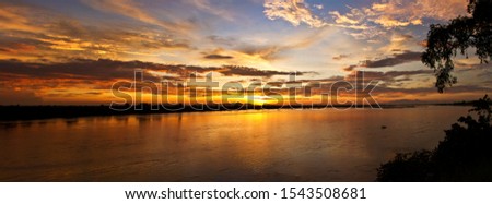 The Rufiji River is East Africa's largest perennial river and flows through the Selous Game Reserve, the largest and oldest area devoted to wildlife in Africa.  Royalty-Free Stock Photo #1543508681