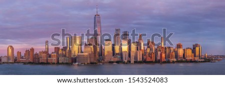 View of Manhattan from New Jersey at sunset, New York City, USA