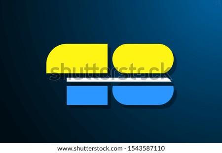18 number blue yellow white logo for company icon design. Suitable as a logotype for corporate or business