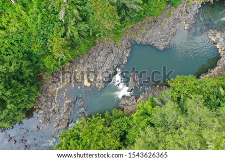 The part of Balung River landscape with natural view of the nature, waterfall and stream water located near Balung Cocos in Tawau, Sabah, Malaysia.