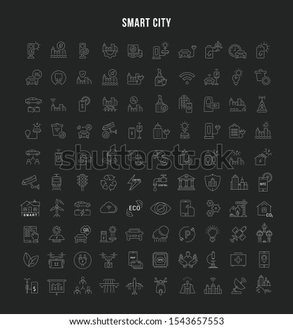 Set of vector line icons of smart city for modern concepts, web and apps.