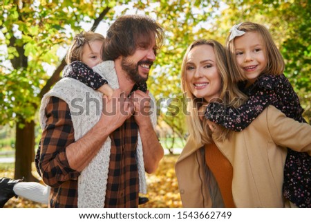 Cheerful family in actively spending time