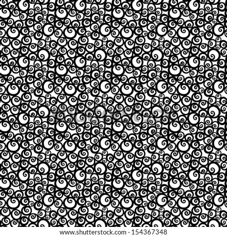 Seamless pattern with waves in black and white - raster version