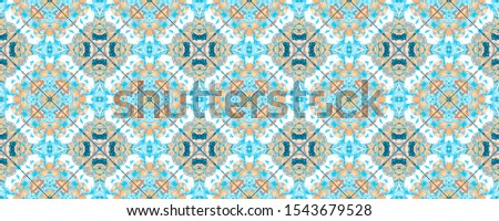 Exotic Seamless Tile. Watercolor Carpet. Arabian Fresh Decor. Air Watercolor Wallpaper. Ocher Tracery Motif. Endless Tracery Design.