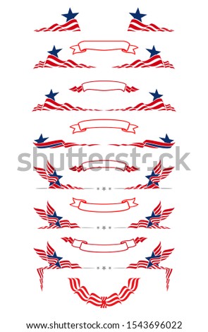 4th of July, Patriotic Border, Аmerican set of design elements, Stars and stripes, Flag, Star, Stripes design