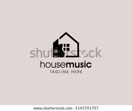 Creative Simple Music House Logo, Music House Studio Logo Design Vector Template