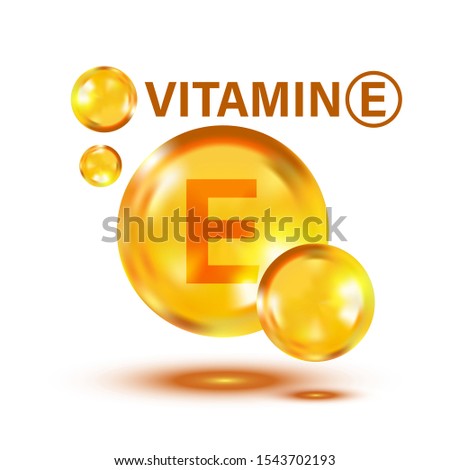 Vitamin E icon in flat style. Pill capcule vector illustration on white isolated background. Skincare business concept. Royalty-Free Stock Photo #1543702193
