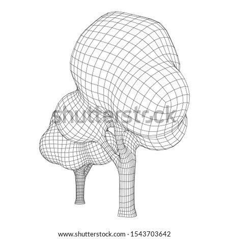 Mesh image of trees. Low poly background. Eco vector. Wireframe low poly mesh vector illustration