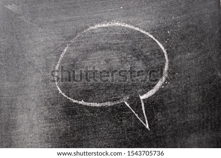 White chalk hand drawing in round bubble speech shape with blank space on blackboard background