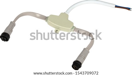 Male and female connectors with wires isoalted on white background