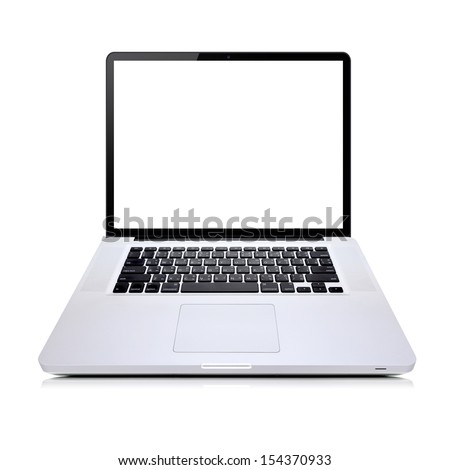 isolated laptop retouched with blank space in white background