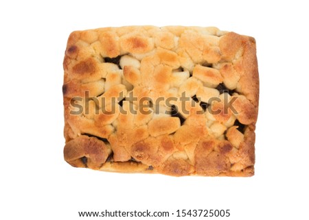 One sweet biscuit cake on white background