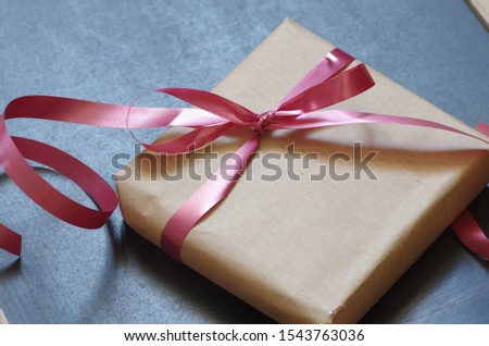 Christmas gift package with ribbon 