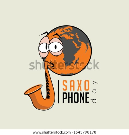 Vector Illustration for Saxophone Day with the globe plays the saxophone
