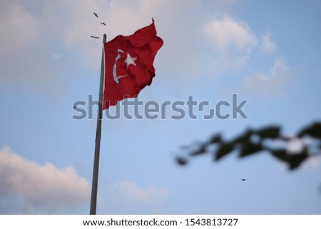 turkish flag ripples in the sky
