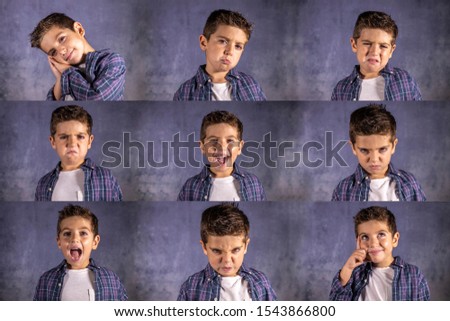 Multiple expressions of a child in a single photo