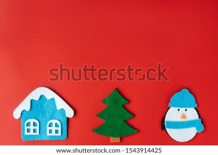 Christmas card on a red background. Children's Christmas picture for text