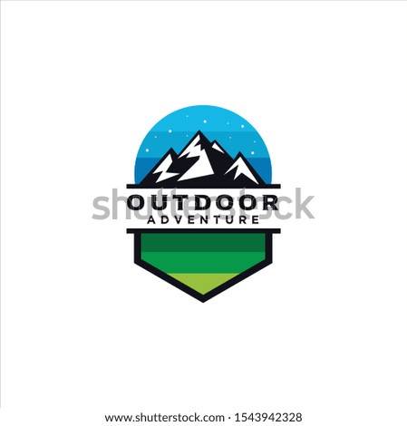 Mountain Outdoor Logo Design ,Hiking, Camping, Expedition And Outdoor Adventure. Exploring Nature For Badges, Banners, Emblem 