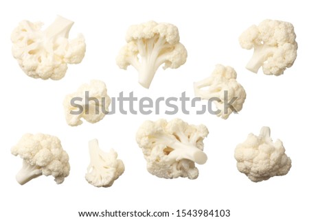 Cauliflower isolated on a white background. top view Royalty-Free Stock Photo #1543984103