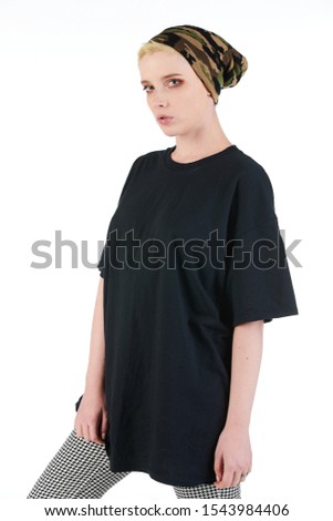 Blank t-shirt mock-up - Grunge, rock punk girl ready for your design