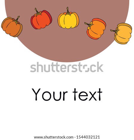 Autumn card, orange pumpkins, vector background. Halloween illustration. October harvest. Nature design.