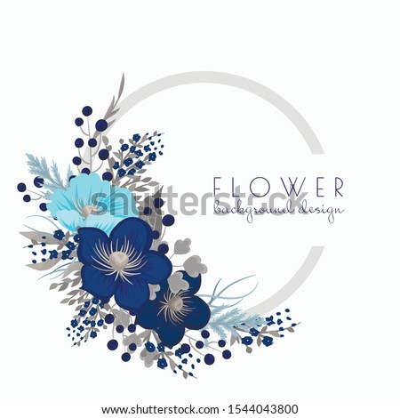 Floral circle border - blue circle frame with flowers