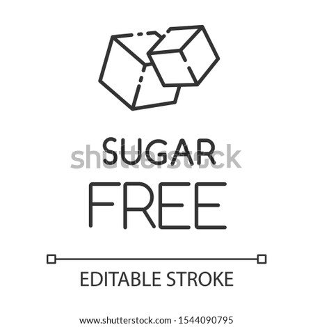 Sugar free linear icon. Food without added sweetener. Product free ingredient. Diabetes prevention. Thin line illustration. Contour symbol. Vector isolated outline drawing. Editable stroke