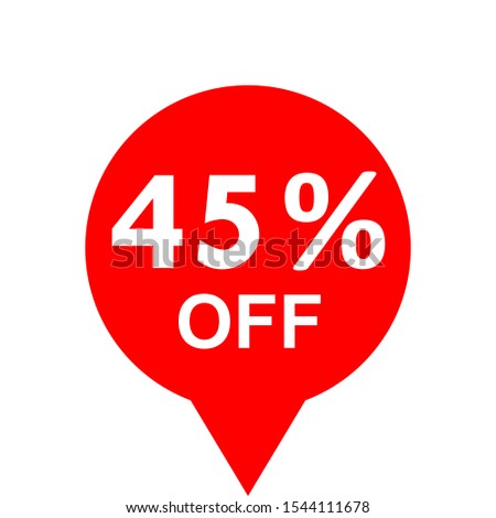 Sale - 45 percent off - red tag isolated - vector illustration