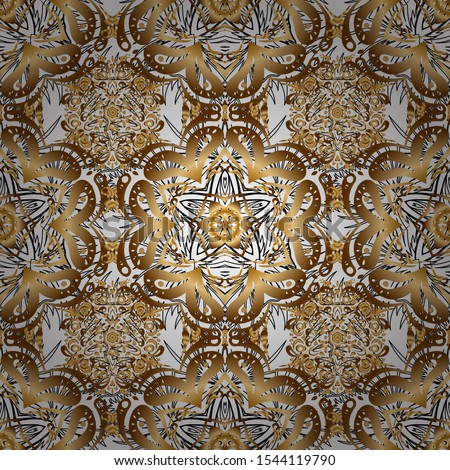 Golden seamless pattern on a background. Vector luxury gold pattern.