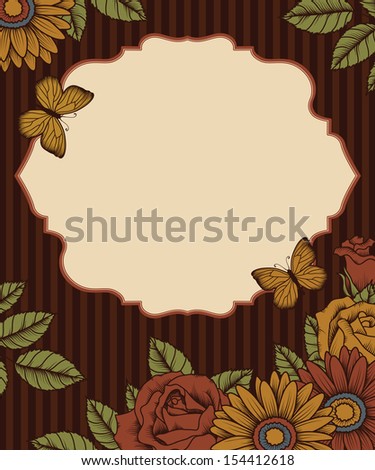 Frame with flowers and butterflies