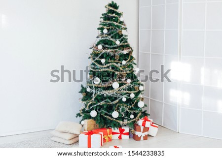 Christmas tree gifts winter background holiday new year
