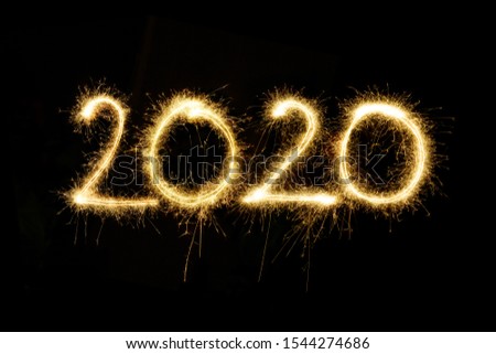 Sparkler New Year 2020 on black background