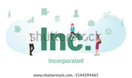 inc incorporated concept with big word or text and team people with modern flat style - vector Royalty-Free Stock Photo #1544294465