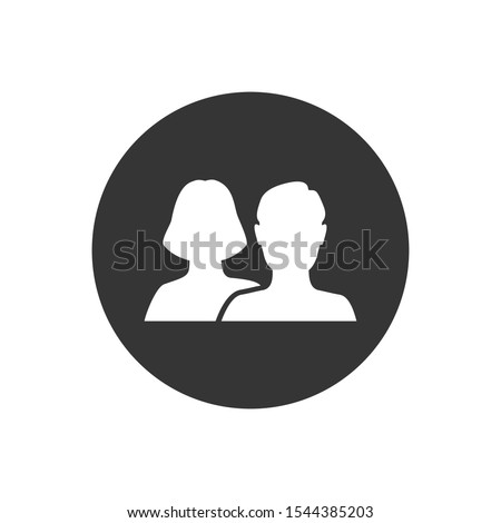 Social network notification icon. Friends girl and boy silhouette Notifications on screen. Online icon. Vector illustration