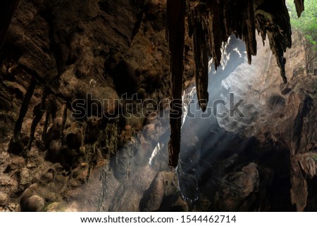 Wonderful natural cave, Khao Luang Cave, Petchaburi, Thailand.