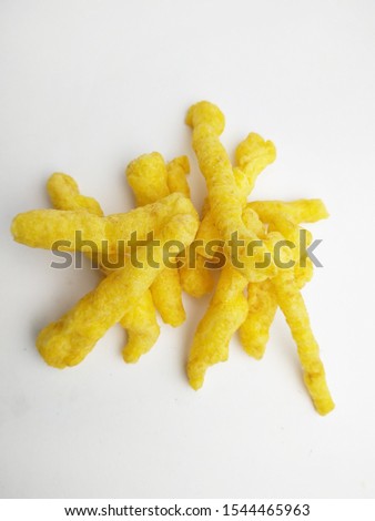 Corn Cheese Chips Isolated on White Background