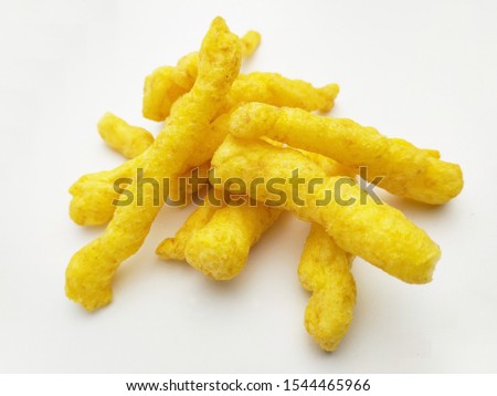 Corn Cheese Chips Isolated on White Background