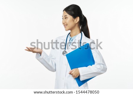 Female doctor white coat treatment medicine laboratory professional patient