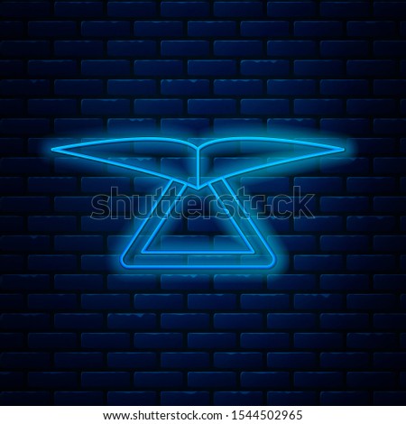 Glowing neon line Hang glider icon isolated on brick wall background. Extreme sport.  Vector Illustration