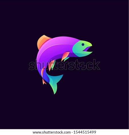 awesome colorful fish logo design vector
