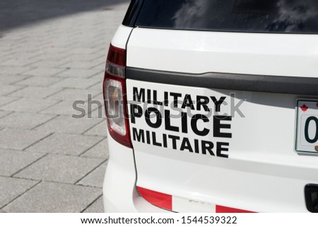 Detail of the car from military police. Inscription on the car - Military Police