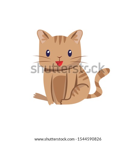 Editable vector. Drawing of a little kitten with tabby fur. Lovely Kitty.
