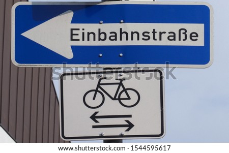 Einbahnstrasse (meaning One way in german) traffic sign