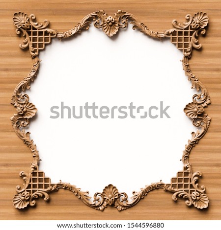 Collection wooden ornament background. 3D illustration