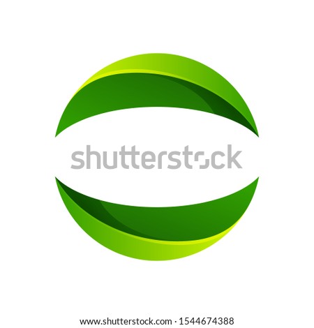 Ecology sphere logo formed by twisted green leaves. Vector design template elements for vegan, bio, raw, organic template.