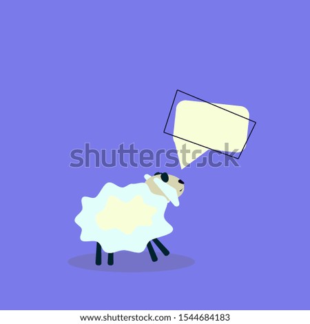 Sheep in glasses on a lilac background. Speech bubble. Vector illustration.