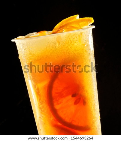 Freshly squeezed orange juice juice black background illustration