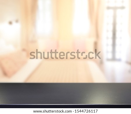 Table Top And Blur Background In The Bedroom