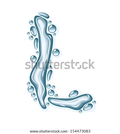 Blue water and clear drops. Liquid vector alphabet.