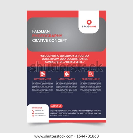 Brochure design, cover modern layout, annual report, poster, flyer in A4 with red colorful triangles, geometric shapes for tech, science, market with light background